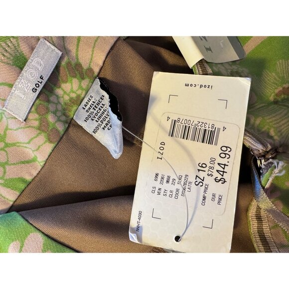 Izod Latte Golf Scooter Skort Size 16 Pockets NWT Brown Green - Picture 4 of 9